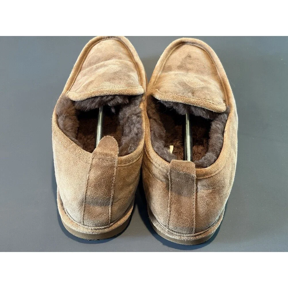 L.L. Bean Men's Brown Suede Lined Slip-On Slippers US 10 M Round Toe